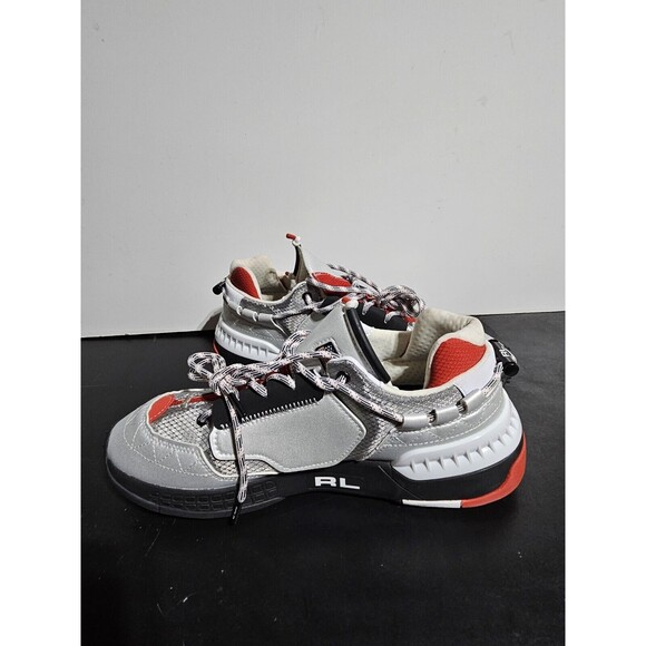 New Ralph Lauren Polo Sport White Black Red Men's Size 11 High Top Shoes PS100 - Picture 8 of 9